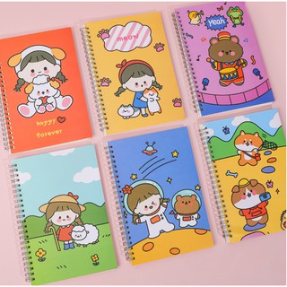 Sổ còng A5 lò xo học sinh sổ tay sáng tạo dày 60 trang cuốn sổ nhật ký nhỏ dễ thương hoạt hình