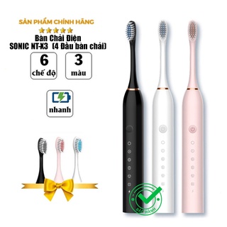 Bàn chải đánh răng điện tự động Sonic NT-X3, Kèm 4 đầu bàn chải tiện dụng, Tem bảo hành trên máy, Chính hãng