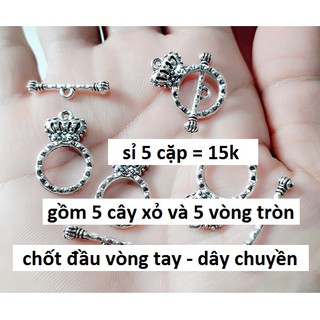 Charm chốt đầu vòng tay - dây chuyền : 1 cặp = 1.5k ( gồm 5 cây chốt + 5 vòng tròn ) [ charm sỉ bạc cổ giá rẻ TPHCM ]