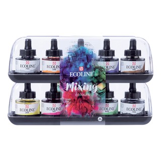 Màu nước Ecoline set 10 màu x 30ml hộp thủy tinh có ống bóp