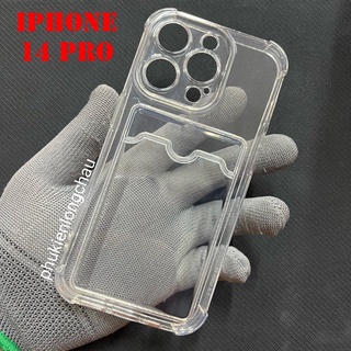 Ốp Lưng iPhone 14 Pro Trong Chống Sốc Gù Bảo Vệ Camera Kèm Ngăn Đựng Thẻ Card, Hình Ảnh