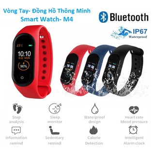 Vòng Tay Thông Minh M4-Đồng Hồ Thể Thao M4 -Thông Tin Nhịp Tim Huyết Áp Cuộc Gọi Bước Đi IP67 Chống Nước (New 2020)