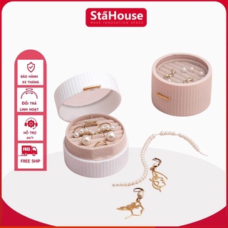 Hộp Đựng Trang Sức Jacy Silver Mini, Hộp Đựng Nữ Trang Mini Khóa Kéo Tiện Lợi