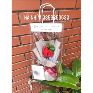 Túi hoa sáp 3 bông kèm túi thiệp