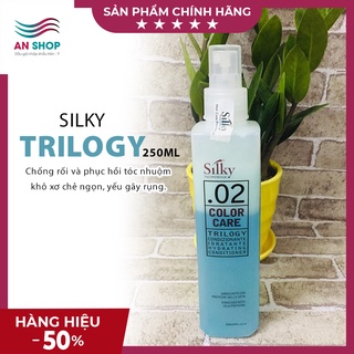 xịt dưỡng tóc nhuộm tóc khô xơ chẻ ngọn yếu gãy rụng chống rối bảo vệ tóc khỏi nhiệt và tia cực tím SILKY TRILOGY 250ML