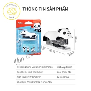 Dập gim mini #10 gấu trúc kèm hộp gim  DELI - 0453