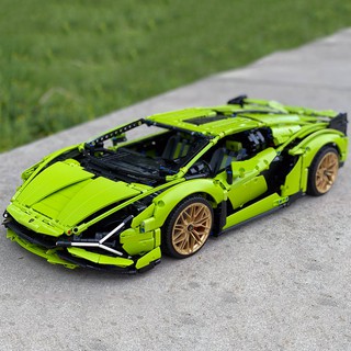 Lắp ghép Mô hình MOC Veneno Lamborghinis  Sian FKP Aventador Car Roadster Siêu xe màu xanh lá 80096