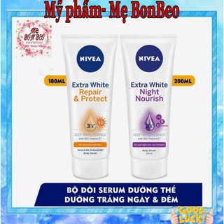 Bộ đôi Tinh chất dưỡng thể trắng da NIVEA ngày 180ml &amp; đêm 200ml