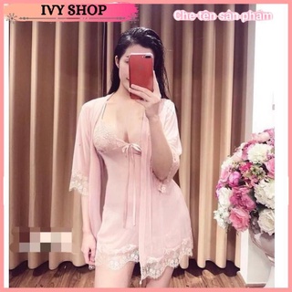 Bộ Váy Ngủ Kèm Áo Choàng Voan Thun Cao Cấp 4 màu siêu hot - ACVN001 - Ivyshop
