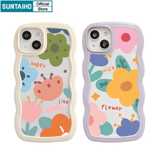 Suntaiho ốp lưng Ốp lưng iphone Ốp điện thoại  dẻo trong họa tiết hoa hoạt hình thích hợp cho iPhone 11 Pro 13 12 Pro Max X XS Max XR 7 8 Plus