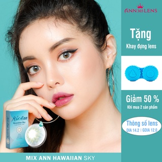 Lens mắt 1 tháng màu xanh Hawaiian Sky ANN365 đeo êm 12h dành cho mắt nhạy cảm