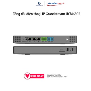 Tổng đài điện thoại IP Grandstream UCM6302 1000 user, 2FXO, 2FXS, 150 cuộc gọi đồng thời Màn hình 2,8" chính hãng
