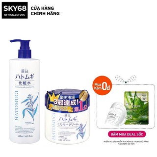 Combo 2 Sản Phẩm Dưỡng Ẩm, Dưỡng Trắng Da Chiết Xuất Hạt Ý Dĩ Hatomugi (Toner 500ml + Kem dưỡng 300g)