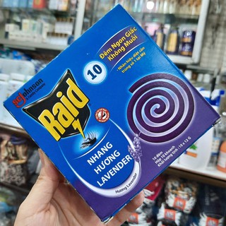 1 hộp 10 khoanh nhang muỗi Raid hương Lavender