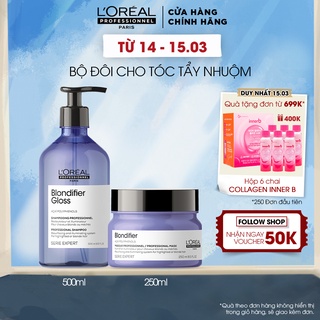 Combo gội và mặt nạ chăm sóc chuyên biệt cho tóc tẩy L'Oréal Professionnel Serie Expert Blondifier