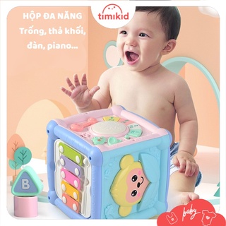 Hộp Âm Nhạc Đa Năng Cho Bé, Khối Lập Phương 6 in 1 Phát Nhạc, Thả Hình, Có Đàn