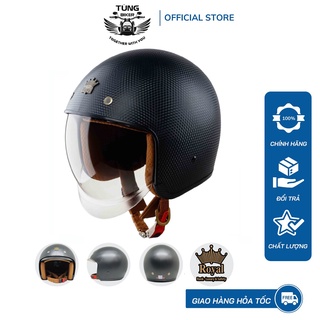 Mũ Bảo Hiểm 3/4 Royal M139 Kính Âm Vân Carbon - Tháo Lót Được (NEW)