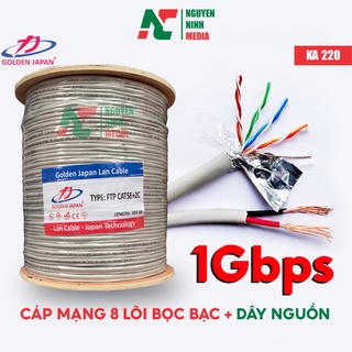 Dây Cáp Mạng Liền Nguồn Cat5e FTP + 2C Golden Japan Bọc Bạc Chống Nhiễu - Hàng Chính Hãng (Bán Lẻ Mét)