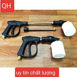 Súng xịt xe áp lực cao +  bình bọt tuyết + ống nối súng dài 25cm