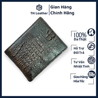 Ví Nam Da Cá Sấu Nguyên Con 1 Mặt, Bóp Da Cá Sấu Thật Siêu Mềm Màu Nâu Đất, Dáng Ngang - BH 24 Tháng