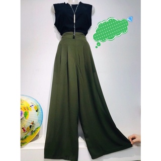 Quần Ống Rộng Nữ Chất Liệu Voan Tơ Lưng Thun Phía Sau Free Size 50-70Kg