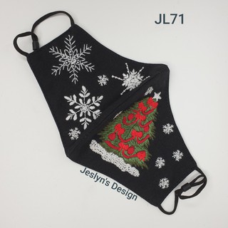 Khẩu trang thêu tay vải linen JL71X Noel 2020