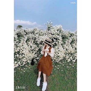 * Set sơ mi nơ cổ tay bo phồng x yếm midi nâu bò vintage🤎