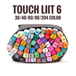 [DA ĐEN] Bút Marker Touch Liit 6 30/40/60/80 Màu Túi Vải