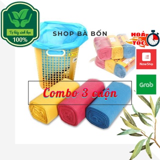 3 cuộn [1KG] túi đựng rác tự phân hủy sinh học Tiểu, Trung, Đại | 3 cuộn bao túi rác, túi đựng rác nilon