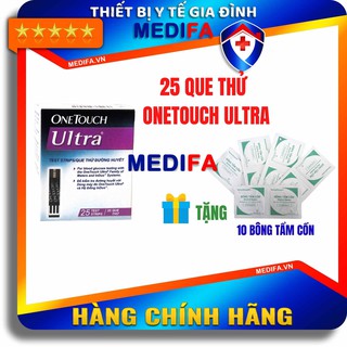 ✨Hộp 25 que thử đường huyết One Touch Ultra TẶNG 10 Bông tẩm cồn  Hữu ích cho bạn tự theo dõi đường huyết tại nhà