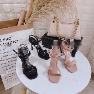 [Sale rẻ] Giày sandal cao gót quai ngang da bóng gót nhọn mới hàng vnxk đẹp