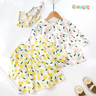 Váy đầm babydoll dài tay họa tiết quả táo cho bé của COCANDY mã G616