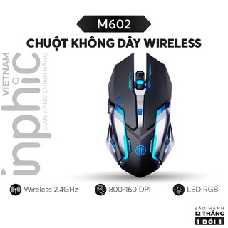 Chuột Chơi Game Wifi Có LED RGB Siêu Đẹp INPHIC M602 USB 2.4G 800-1600DPI 6 Nút Pin Sạc Tiện Dụng