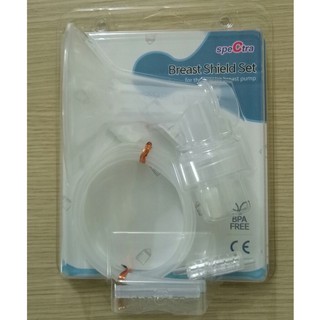 Bộ phụ kiện máy hút sữa Spectra Dew 350 cổ hẹp gồm: phễu cứng, chặn sữa, van, dây khí, típ nối