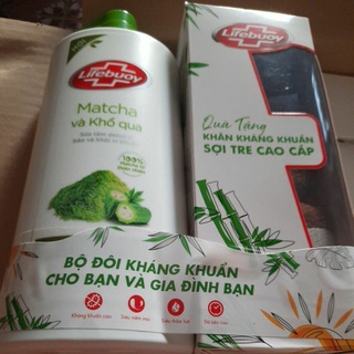 Sữa tắm LIFEBUOY MATCHA &amp; KHỔ QUA chai 850g tặng khăn sợi tre