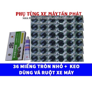 36 Miếng Tròn Nhỏ 32mm + Tuýp Keo Vá Ruột Xe Máy Xe Đạp Hiệu Zhuorui Chemical