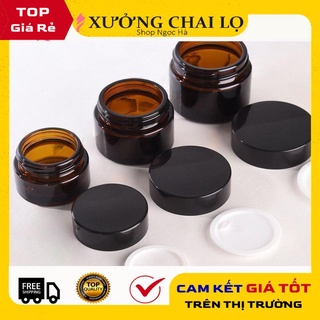 Hũ Chiết Mỹ Phẩm ❤ GIÁ RẺ NHẤT ❤ Hũ Chiết Mỹ Phẩm Thủy Tinh Nâu 50g,100g đựng kem , phụ kiện du lịch