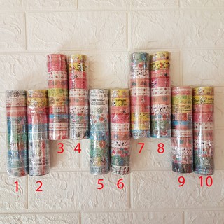 HCM - Combo 10 cuộn băng keo họa tiết nhiều hình trang trí đồ handmade