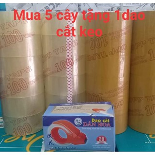 Combo 5 Cây Băng keo Trong/Đục 100yard 1,1kg dán thùng-siêu dính-Lõi Siêu Mỏng
