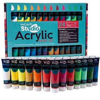 Màu Acrylic tuýp Mont Marte 24 màu x 36ml vẽ lên vải, quần áo, giày dép, tường, kính, thuỷ tinh, nhựa