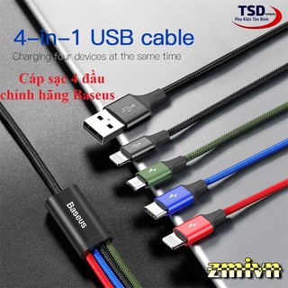 Dây cáp sạc Baseus 4 in 1 Type-C, 2 Lighning, Micro USB, cho iPhone/ iPad