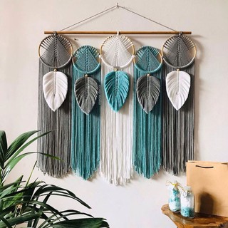 Mành rèm macrame dreamcatcher treo tường trang trí nhà cửa, homestay, quán cafe kèm thanh gỗ treo