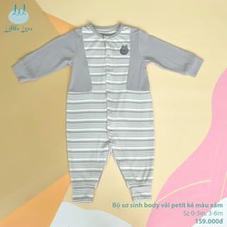 Bộ sơ sinh body vải pettit phối kẻ cho trẻ 0-6m little love