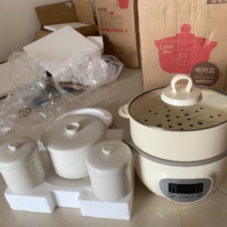 Nồi bear 1,6l gồm 1hấp và 3thố sứ y hình bảo hành 6 tháng