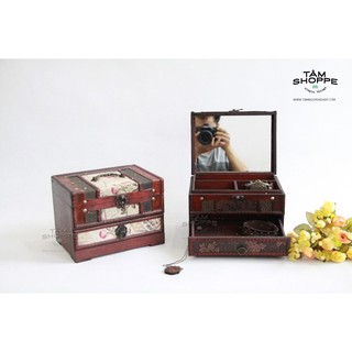 Hộp đựng nữ trang Vintage có gương soi No.1