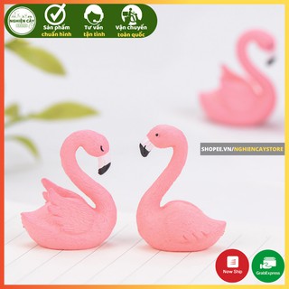 Phụ kiện Chim hồng hạc trang trí tiểu cảnh, cây cảnh, sen đá (1 con)