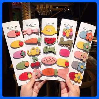 Set kẹp 5 món hình con vật cute đẹp độc cho nữ, lên tóc xinh xỉu, phụ kiện tóc Hàn Quốc