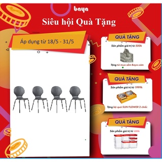 Combo 04 Ghế Ăn Ngồi Ban Công Màu Xám BAYA VERONA Có Điểm Tựa Chất Liệu Gỗ Ván Ép Bền Chắc Thoải Mái Dễ Chịu 6000280