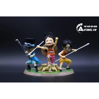 MÔ HÌNH NHÂN VẬT ONE PIECE BỘ 3 ACE SABO LUFFY KID 9CM 6732