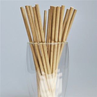 Combo 25/50/100 ống hút giấy phi 6 màu nâu dùng cho café sinh tố trang trí décor